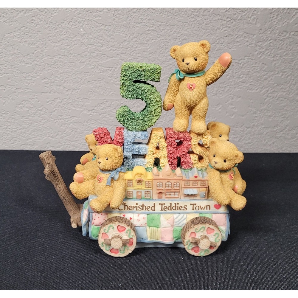 VTG 1999 Cherished Teddies Five Teddies on a Float CT994 5th Anniv Members Only